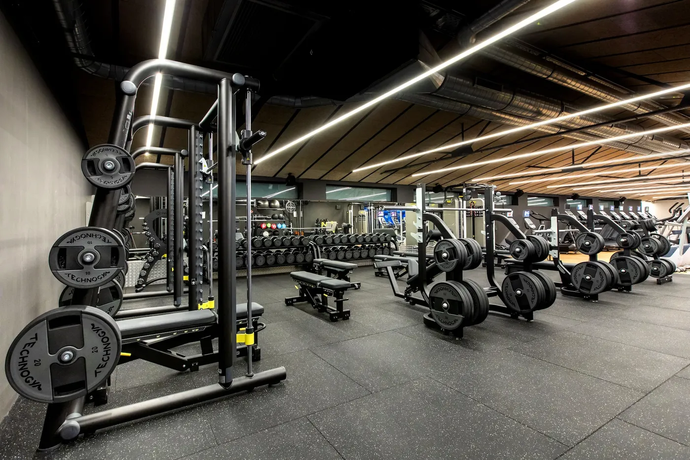 Zona de musculació amb pes lliure 